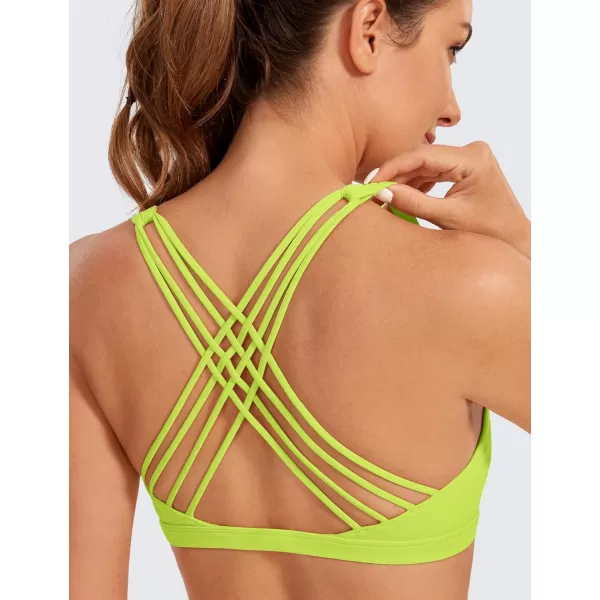 CRZ YOGA Strappy Sports Bras for Women  Criss Cross Back Sexy Wireless Padded Yoga Bra Cute WorkoutChartreuse