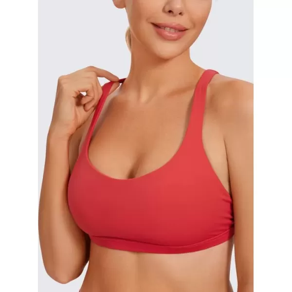 CRZ YOGA Strappy Sports Bras for Women  Criss Cross Back Sexy Wireless Padded Yoga Bra Cute WorkoutCrimson