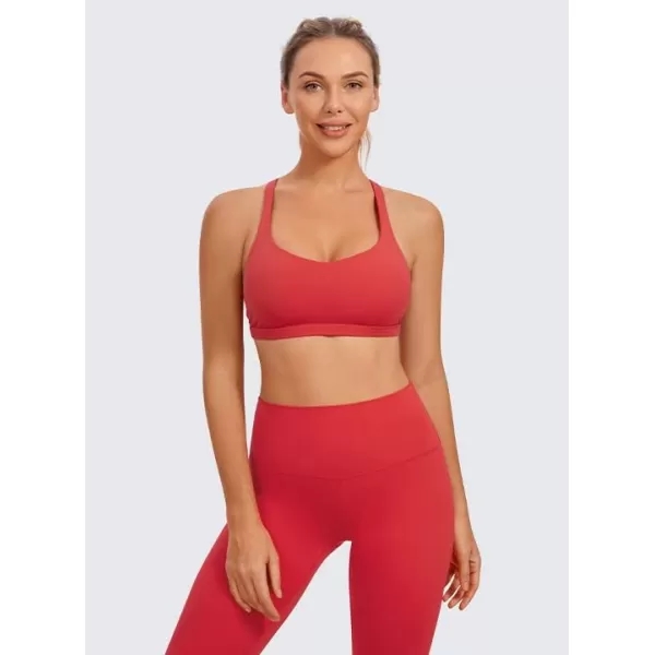 CRZ YOGA Strappy Sports Bras for Women  Criss Cross Back Sexy Wireless Padded Yoga Bra Cute WorkoutCrimson