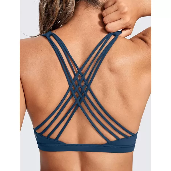 CRZ YOGA Strappy Sports Bras for Women  Criss Cross Back Sexy Wireless Padded Yoga Bra Cute WorkoutFrench Navy