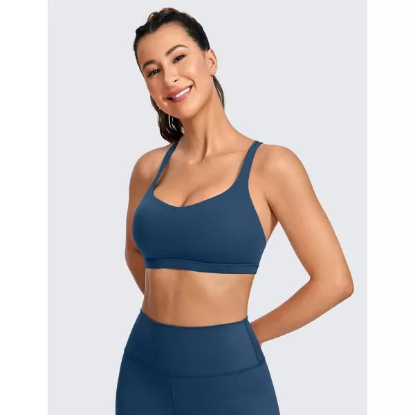 CRZ YOGA Strappy Sports Bras for Women  Criss Cross Back Sexy Wireless Padded Yoga Bra Cute WorkoutFrench Navy