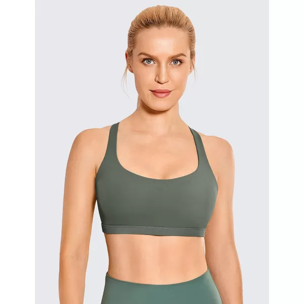 CRZ YOGA Strappy Sports Bras for Women  Criss Cross Back Sexy Wireless Padded Yoga Bra Cute WorkoutGrey Sage