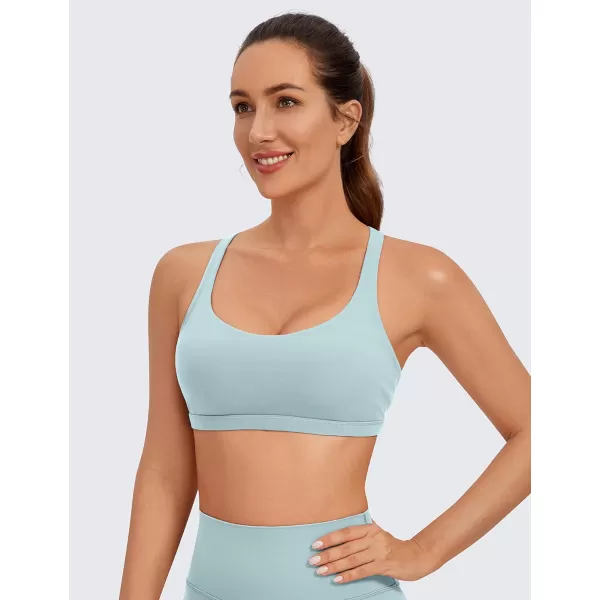 CRZ YOGA Strappy Sports Bras for Women  Criss Cross Back Sexy Wireless Padded Yoga Bra Cute WorkoutLight Grayish Blue