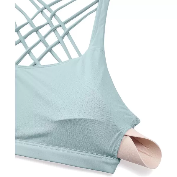 CRZ YOGA Strappy Sports Bras for Women  Criss Cross Back Sexy Wireless Padded Yoga Bra Cute WorkoutLight Grayish Blue