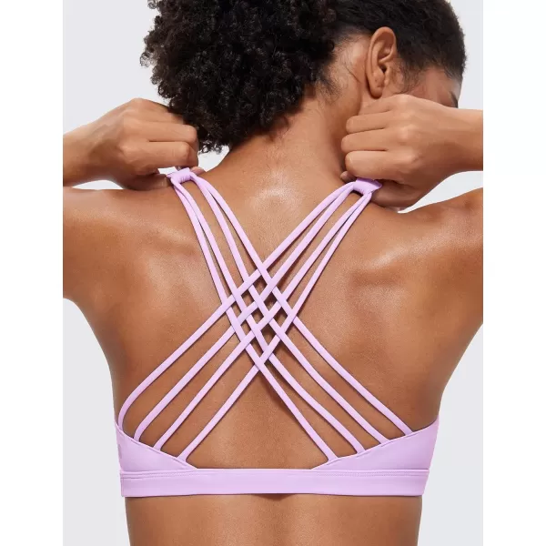 CRZ YOGA Strappy Sports Bras for Women  Criss Cross Back Sexy Wireless Padded Yoga Bra Cute WorkoutLilac