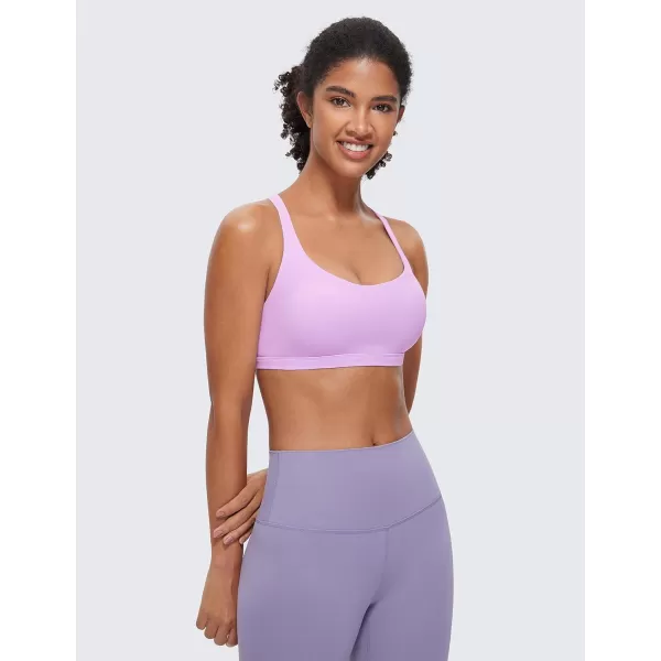 CRZ YOGA Strappy Sports Bras for Women  Criss Cross Back Sexy Wireless Padded Yoga Bra Cute WorkoutLilac