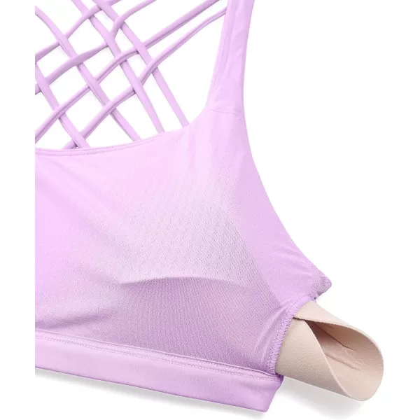 CRZ YOGA Strappy Sports Bras for Women  Criss Cross Back Sexy Wireless Padded Yoga Bra Cute WorkoutLilac