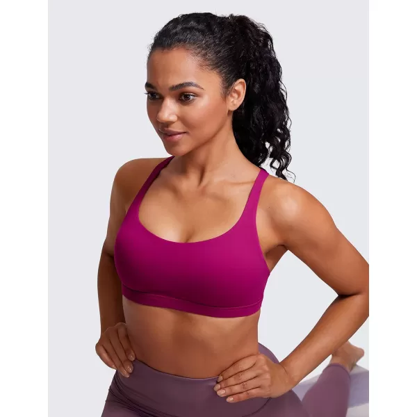 CRZ YOGA Strappy Sports Bras for Women  Criss Cross Back Sexy Wireless Padded Yoga Bra Cute WorkoutMagenta Purple