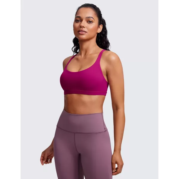 CRZ YOGA Strappy Sports Bras for Women  Criss Cross Back Sexy Wireless Padded Yoga Bra Cute WorkoutMagenta Purple