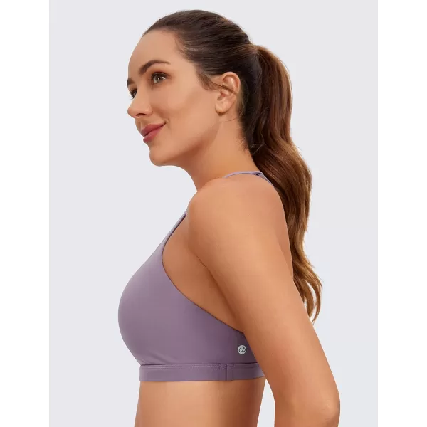 CRZ YOGA Strappy Sports Bras for Women  Criss Cross Back Sexy Wireless Padded Yoga Bra Cute WorkoutMatt Purple