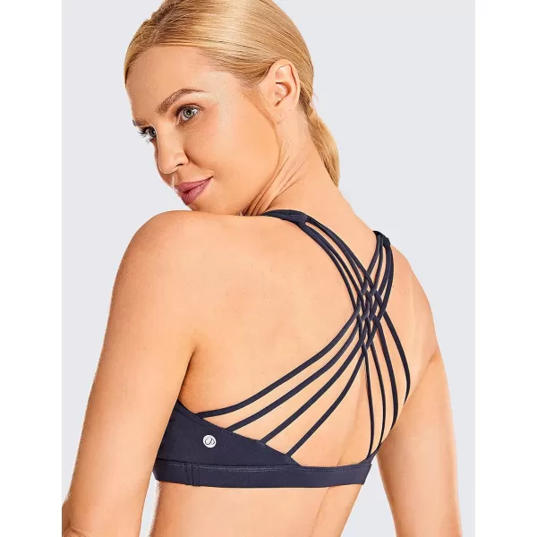 CRZ YOGA Strappy Sports Bras for Women  Criss Cross Back Sexy Wireless Padded Yoga Bra Cute WorkoutNavy