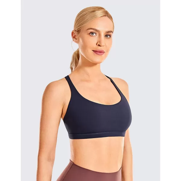 CRZ YOGA Strappy Sports Bras for Women  Criss Cross Back Sexy Wireless Padded Yoga Bra Cute WorkoutNavy