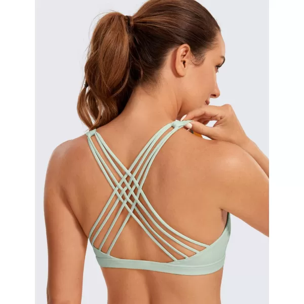 CRZ YOGA Strappy Sports Bras for Women  Criss Cross Back Sexy Wireless Padded Yoga Bra Cute WorkoutPale Straw Green