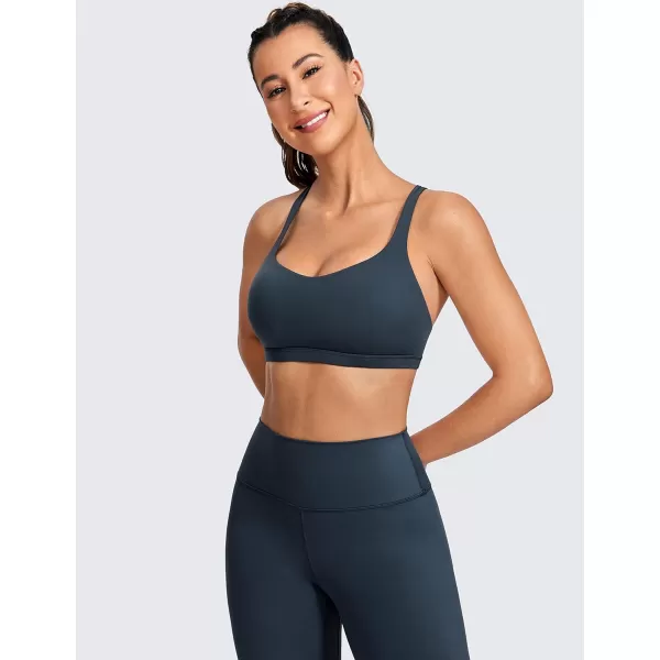 CRZ YOGA Strappy Sports Bras for Women  Criss Cross Back Sexy Wireless Padded Yoga Bra Cute WorkoutTrue Navy