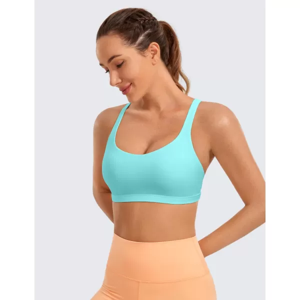 CRZ YOGA Strappy Sports Bras for Women  Criss Cross Back Sexy Wireless Padded Yoga Bra Cute WorkoutTurquoise