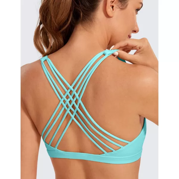 CRZ YOGA Strappy Sports Bras for Women  Criss Cross Back Sexy Wireless Padded Yoga Bra Cute WorkoutTurquoise