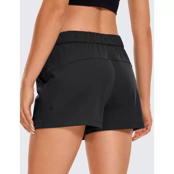 CRZ YOGA Stretch Shorts for Women Casual Work  Athletic Shorts with Pockets Travel Workout Hiking Golf Running Shorts25 inches Black