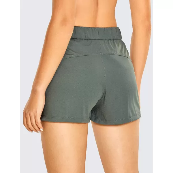 CRZ YOGA Stretch Shorts for Women Casual Work  Athletic Shorts with Pockets Travel Workout Hiking Golf Running Shorts25 inches Grey Sage