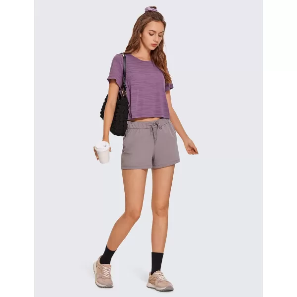 CRZ YOGA Stretch Shorts for Women Casual Work  Athletic Shorts with Pockets Travel Workout Hiking Golf Running Shorts25 inches Lunar Rock