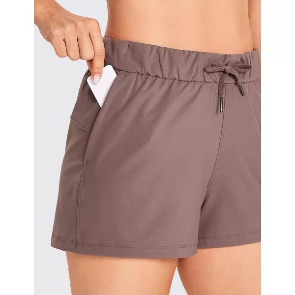 CRZ YOGA Stretch Shorts for Women Casual Work  Athletic Shorts with Pockets Travel Workout Hiking Golf Running ShortsRegular Fit Antique Bark25