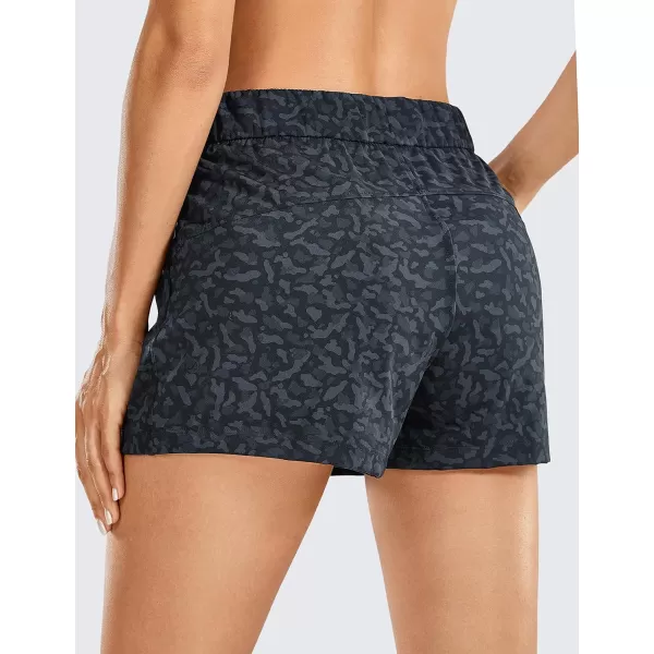 CRZ YOGA Stretch Shorts for Women Casual Work  Athletic Shorts with Pockets Travel Workout Hiking Golf Running ShortsRegular Fit Leopard Multi Grey25