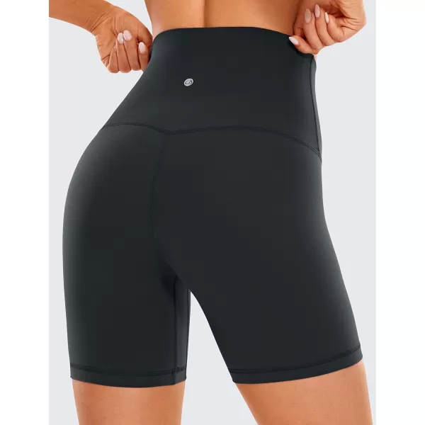 CRZ YOGA Super High Waisted Butterluxe Womens Biker Shorts 6  8  Buttery Soft Workout Yoga Shorts Over Belly6 inches Melanite