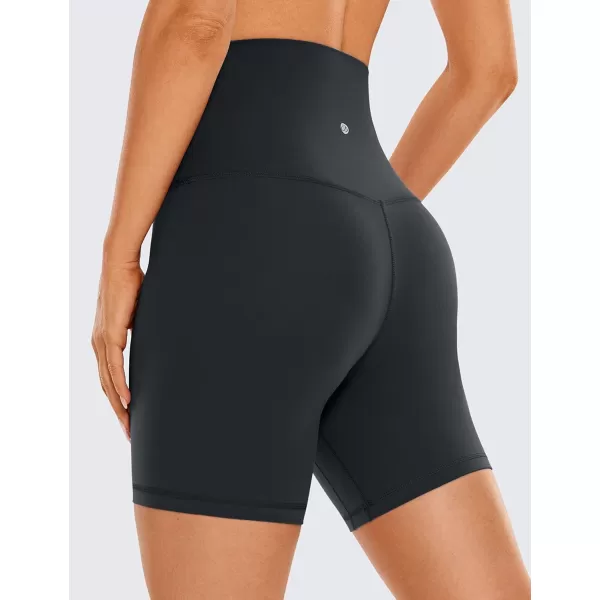 CRZ YOGA Super High Waisted Butterluxe Womens Biker Shorts 6  8  Buttery Soft Workout Yoga Shorts Over Belly6 inches Melanite