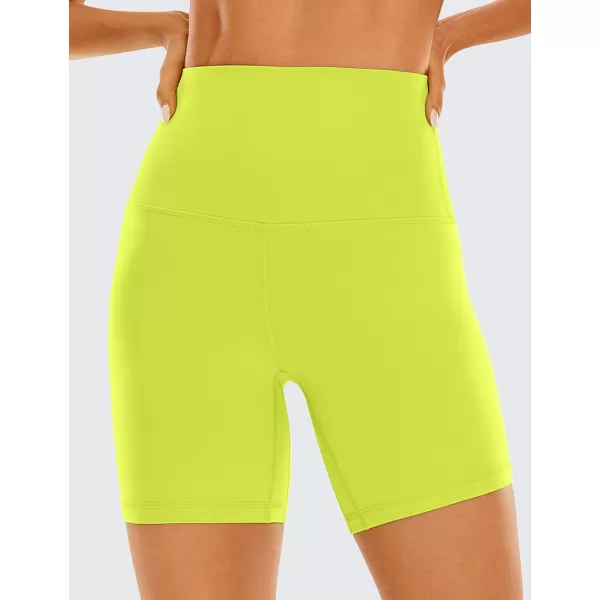 CRZ YOGA Super High Waisted Butterluxe Womens Biker Shorts 6  8  Buttery Soft Workout Yoga Shorts Over Belly6 inches Neon Yellow