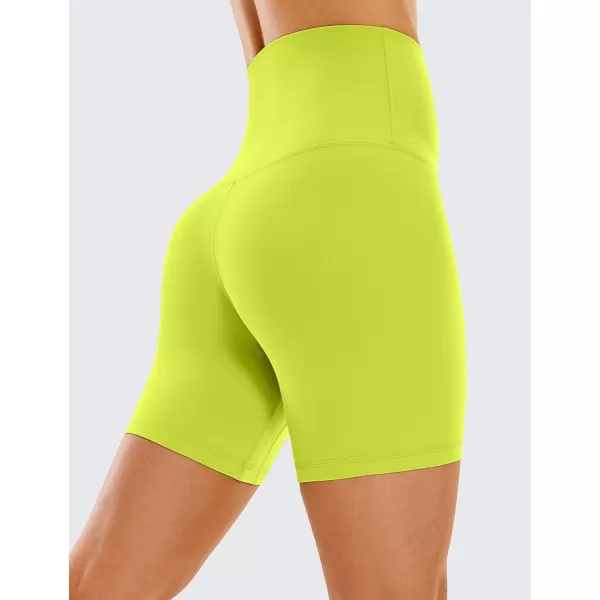 CRZ YOGA Super High Waisted Butterluxe Womens Biker Shorts 6  8  Buttery Soft Workout Yoga Shorts Over Belly6 inches Neon Yellow