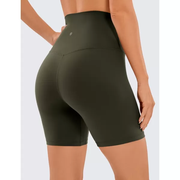 CRZ YOGA Super High Waisted Butterluxe Womens Biker Shorts 6  8  Buttery Soft Workout Yoga Shorts Over Belly6 inches Olive Green