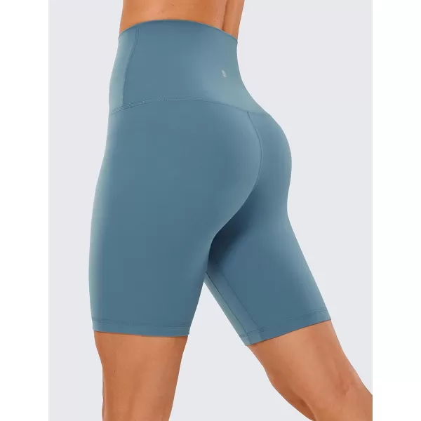 CRZ YOGA Super High Waisted Butterluxe Womens Biker Shorts 6  8  Buttery Soft Workout Yoga Shorts Over Belly8 inches Blue Ashes