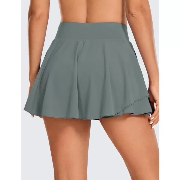 CRZ YOGA Tennis Skirts for Women Crossover High Waisted Ruffle Layered Workout Athletic Golf Skort Skirts with PocketsGrey Sage