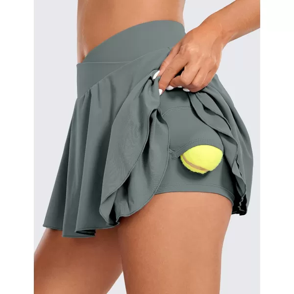 CRZ YOGA Tennis Skirts for Women Crossover High Waisted Ruffle Layered Workout Athletic Golf Skort Skirts with PocketsGrey Sage