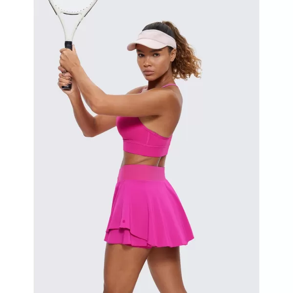 CRZ YOGA Tennis Skirts for Women Crossover High Waisted Ruffle Layered Workout Athletic Golf Skort Skirts with PocketsHibiscus Purple