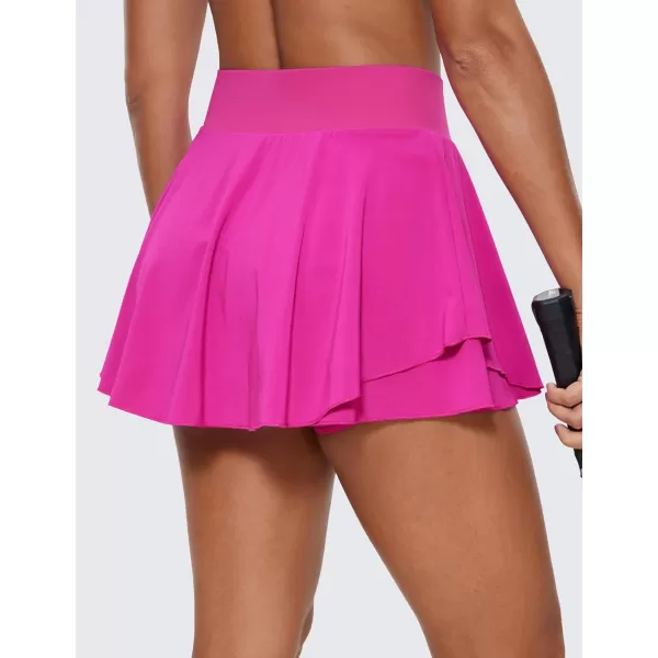 CRZ YOGA Tennis Skirts for Women Crossover High Waisted Ruffle Layered Workout Athletic Golf Skort Skirts with PocketsHibiscus Purple