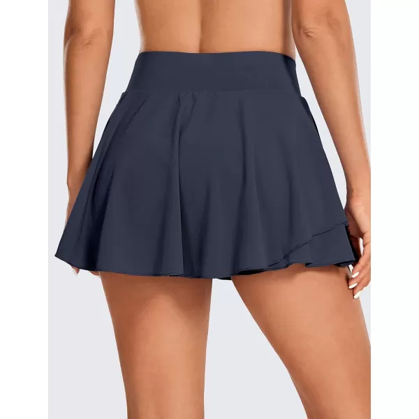 CRZ YOGA Tennis Skirts for Women Crossover High Waisted Ruffle Layered Workout Athletic Golf Skort Skirts with PocketsNavy