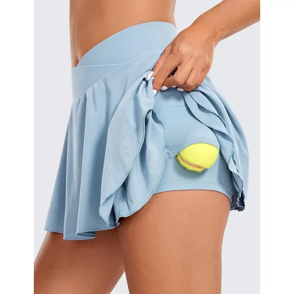 CRZ YOGA Tennis Skirts for Women Crossover High Waisted Ruffle Layered Workout Athletic Golf Skort Skirts with PocketsThe Breeze Blue