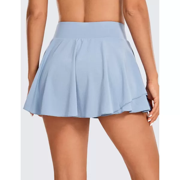 CRZ YOGA Tennis Skirts for Women Crossover High Waisted Ruffle Layered Workout Athletic Golf Skort Skirts with PocketsThe Breeze Blue