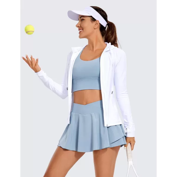 CRZ YOGA Tennis Skirts for Women Crossover High Waisted Ruffle Layered Workout Athletic Golf Skort Skirts with PocketsThe Breeze Blue