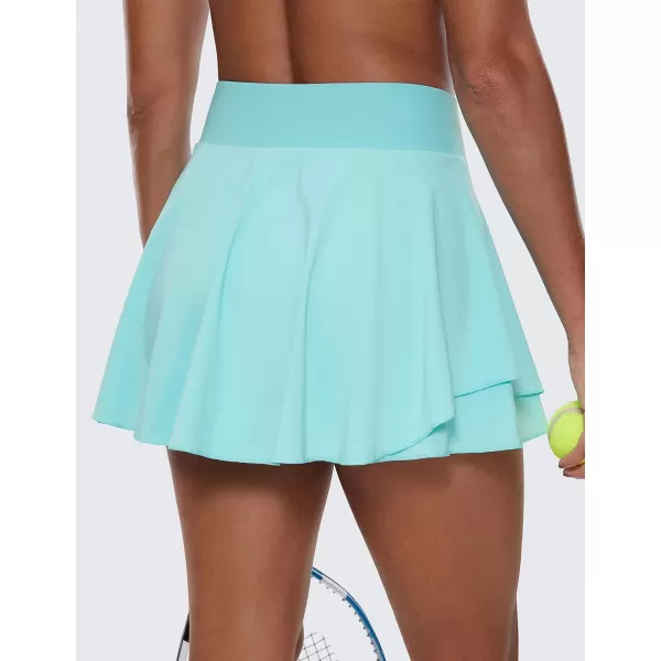 CRZ YOGA Tennis Skirts for Women Crossover High Waisted Ruffle Layered Workout Athletic Golf Skort Skirts with PocketsTurquoise