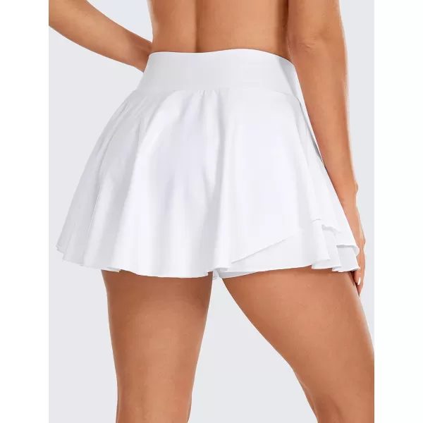 CRZ YOGA Tennis Skirts for Women Crossover High Waisted Ruffle Layered Workout Athletic Golf Skort Skirts with PocketsWhite