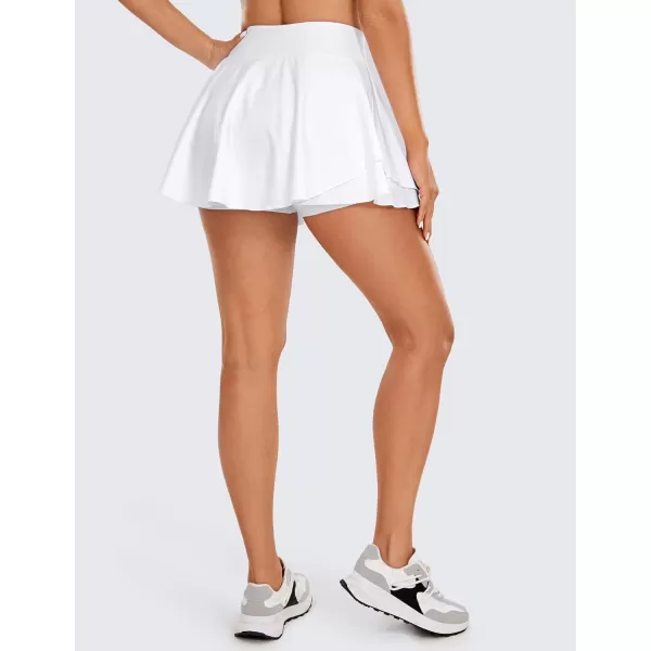 CRZ YOGA Tennis Skirts for Women Crossover High Waisted Ruffle Layered Workout Athletic Golf Skort Skirts with PocketsWhite