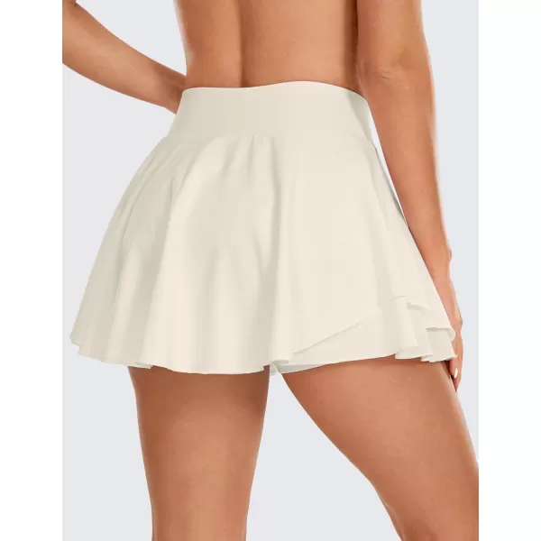 CRZ YOGA Tennis Skirts for Women Crossover High Waisted Ruffle Layered Workout Athletic Golf Skort Skirts with PocketsWhite Apricot