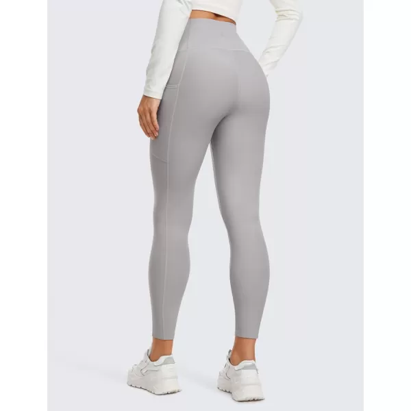 CRZ YOGA Thermal Fleece Lined Leggings Women 25  High Waisted Winter Workout Hiking Pants with Pockets Warm Running TightsGull Gray