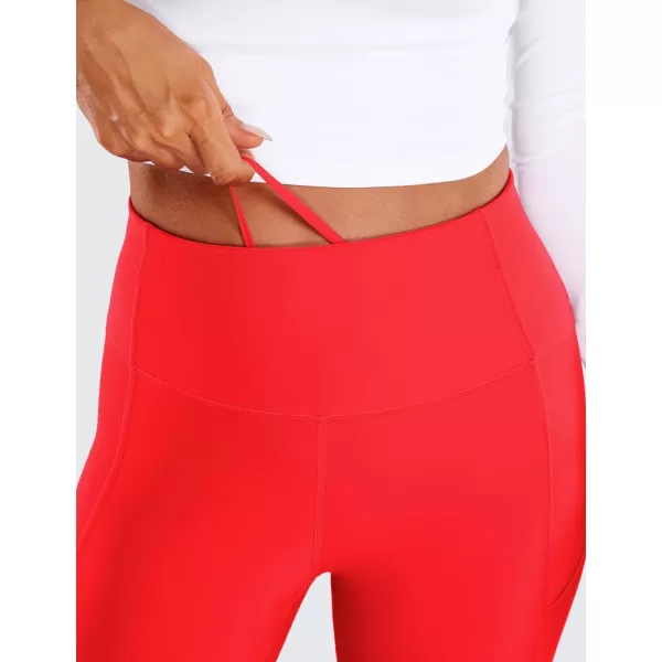 CRZ YOGA Thermal Fleece Lined Leggings Women 28  Winter Warm High Waisted Hiking Pants with Pockets Workout Running TightsDark Red