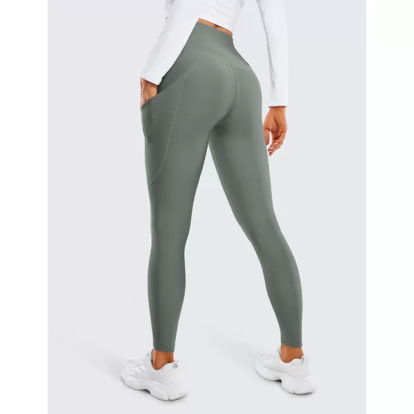 CRZ YOGA Thermal Fleece Lined Leggings Women 28  Winter Warm High Waisted Hiking Pants with Pockets Workout Running TightsGrey Sage