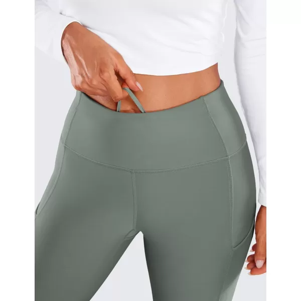 CRZ YOGA Thermal Fleece Lined Leggings Women 28  Winter Warm High Waisted Hiking Pants with Pockets Workout Running TightsGrey Sage