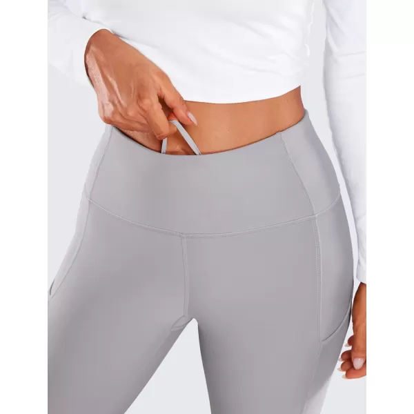 CRZ YOGA Thermal Fleece Lined Leggings Women 28  Winter Warm High Waisted Hiking Pants with Pockets Workout Running TightsGull Gray