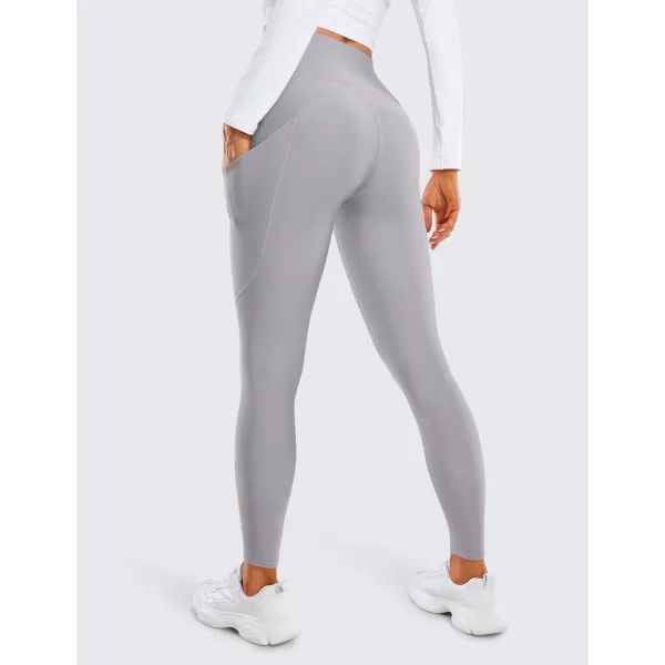 CRZ YOGA Thermal Fleece Lined Leggings Women 28  Winter Warm High Waisted Hiking Pants with Pockets Workout Running TightsGull Gray