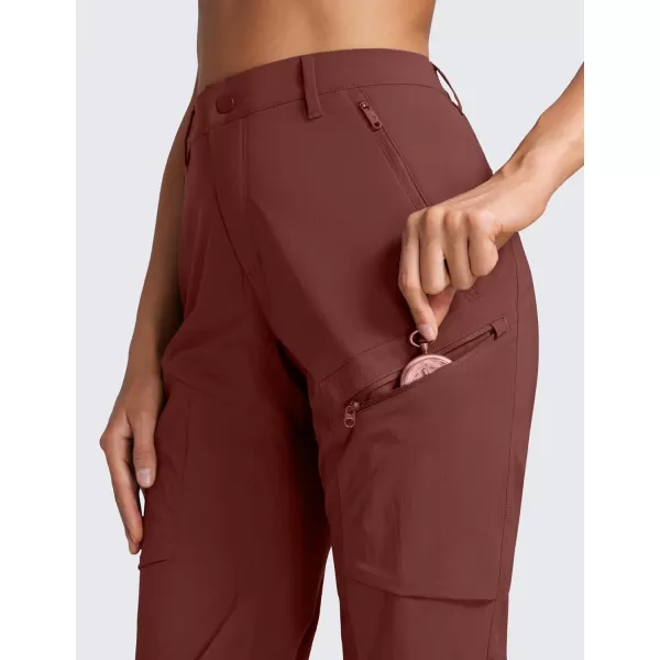 CRZ YOGA UPF 50 Hiking Cargo Pants Women Water Resistant Lightweight Pants Outdoor Athletic Joggers with 4 Zipper PocketsMadder Brown